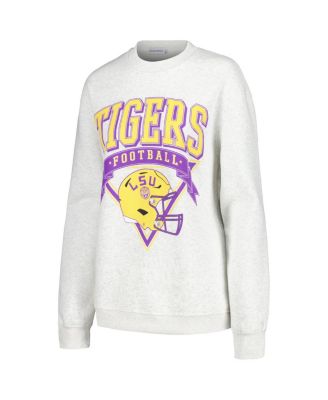 Women's Ash LSU Tigers Logo Pullover Sweatshirt