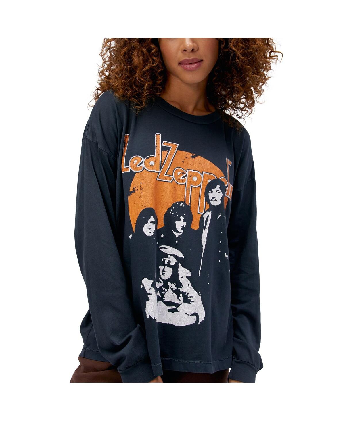 Shop Daydreamer Women's  Black Distressed Led Zeppelin Portrait Merch Long Sleeve T-shirt