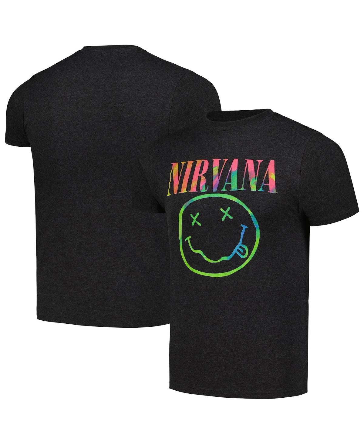 Men's and Women's Black Distressed Nirvana Smile Logo T-shirt - Black