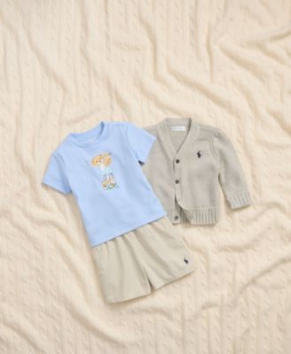 Baby Boys Combed Cotton V-Neck Cardigan