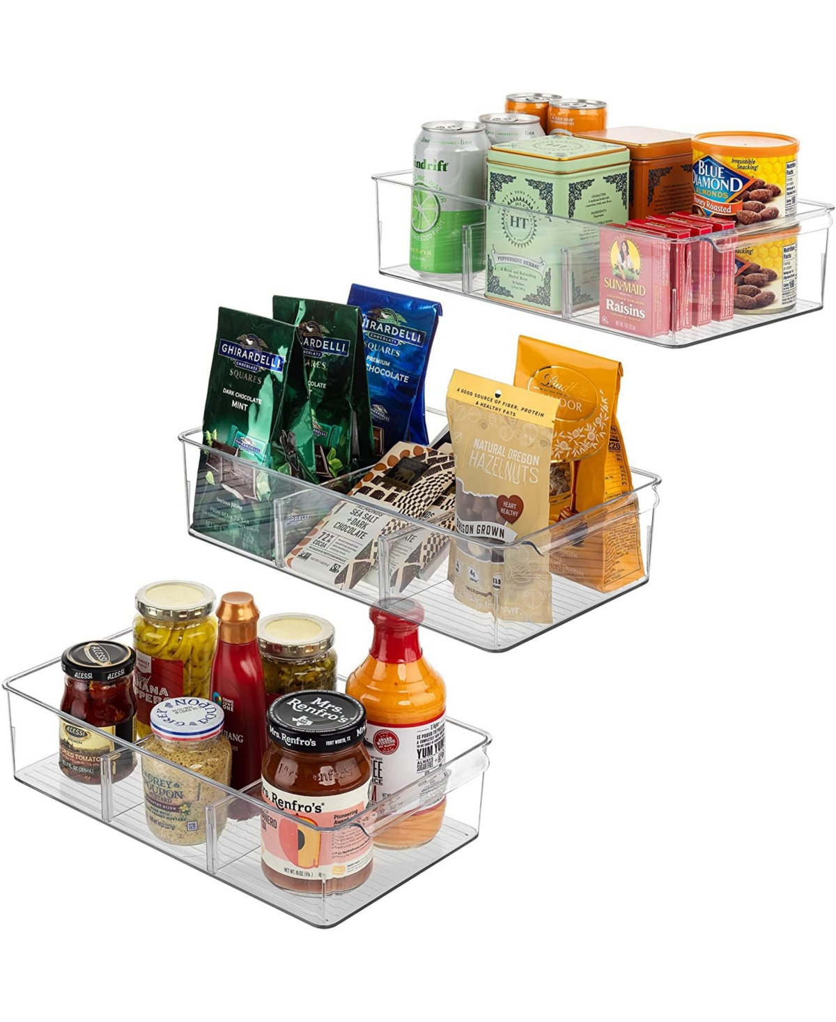 Storage Organizer Bin With Removable Compartments - Clear