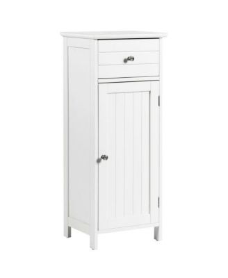 Wooden Bathroom Floor Storage Cabinet with Drawer and Shelf-Black