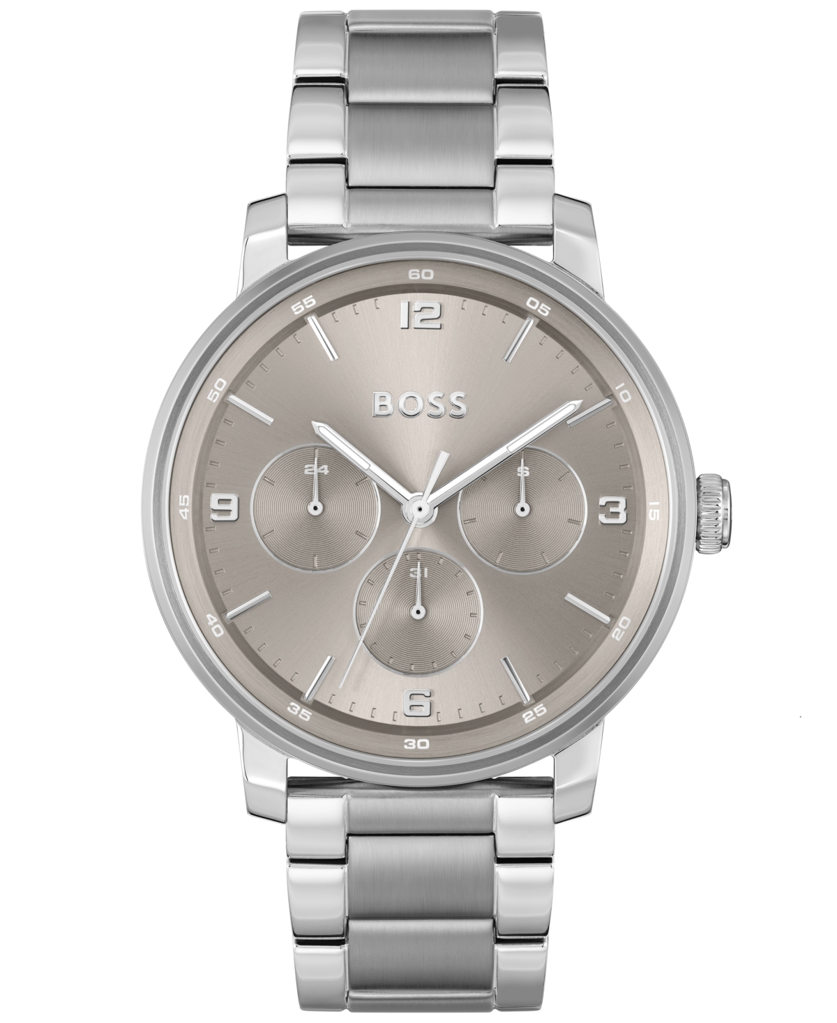 Shop Hugo Boss Boss Men's Contender Quartz Multifunction Silver-tone Stainless Steel Watch 44mm
