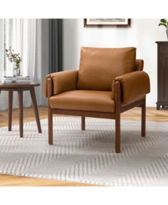 Bottorf Transitional Accent Chair with Arms and Solid Wood Legs