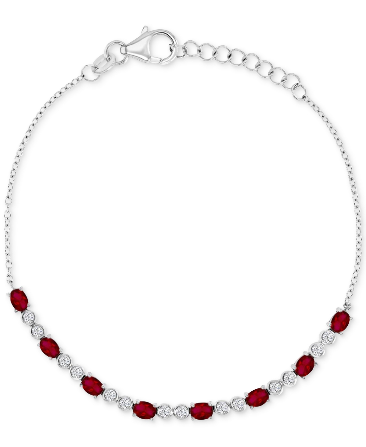 Shop Macy's Black Spinel Link Bracelet (2-1/5 Ct. T.w.) In Sterling Silver (also In Lab-grown Ruby/white Sapphir