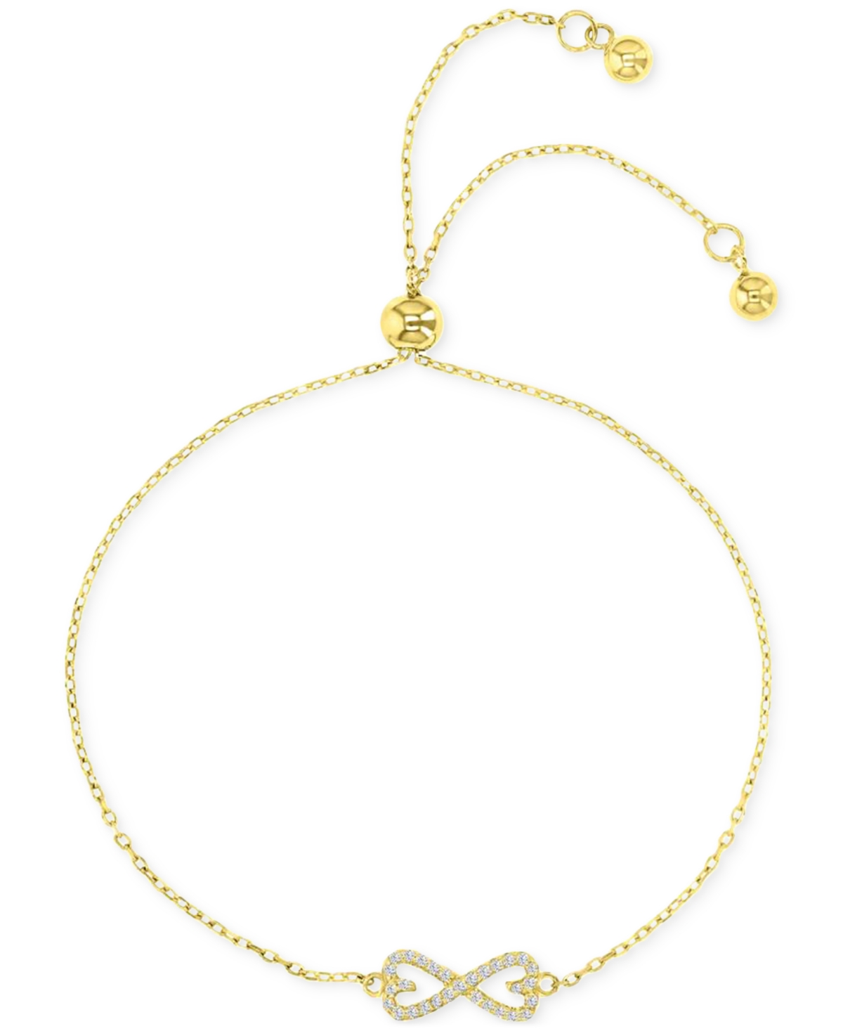 Shop Macy's Cubic Zirconia Bow Tie Chain Link Adjustable Bolo Bracelet In Gold