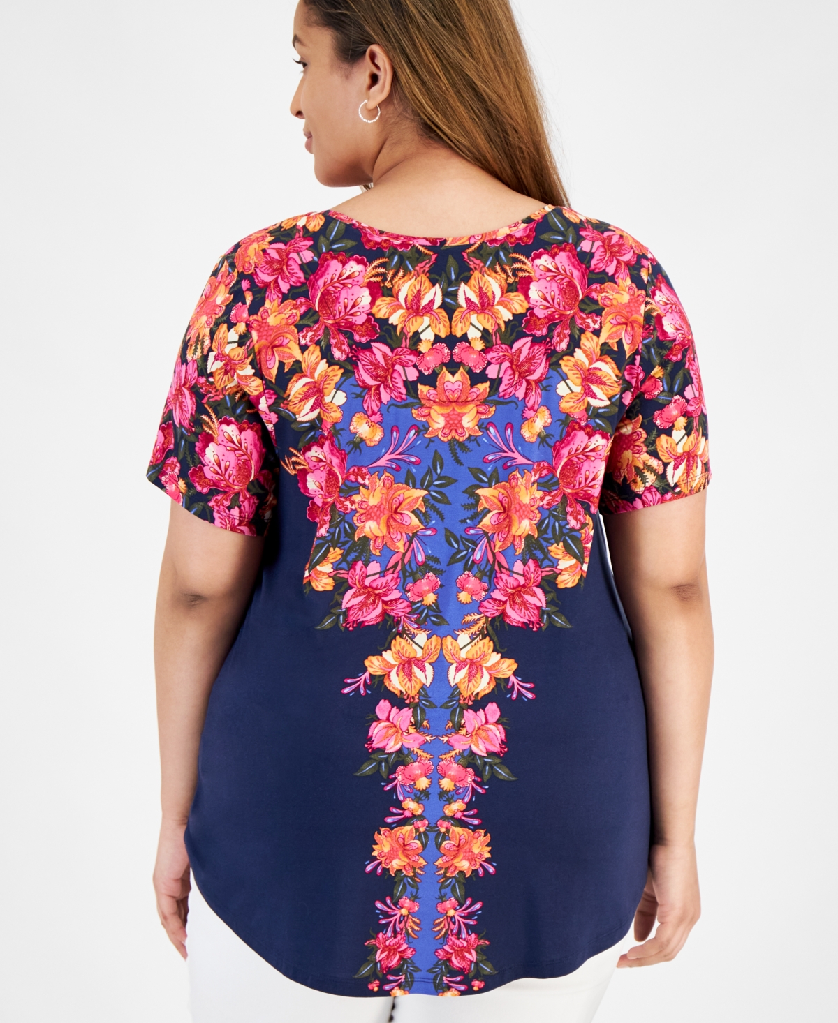 Jm Collection Plus Size Arianna Trail Scoop-Neck Top, Created for Macy's