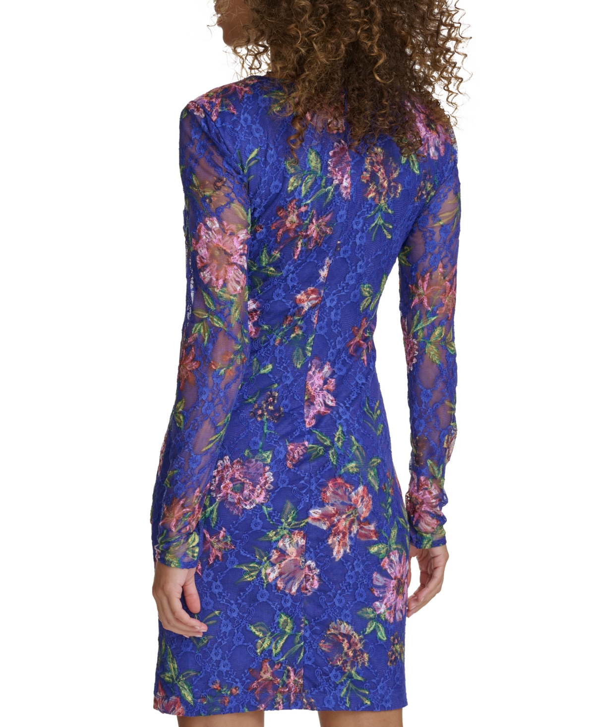 Shop Siena Women's Floral-print Lace Bodycon Dress In Cobalt Mul