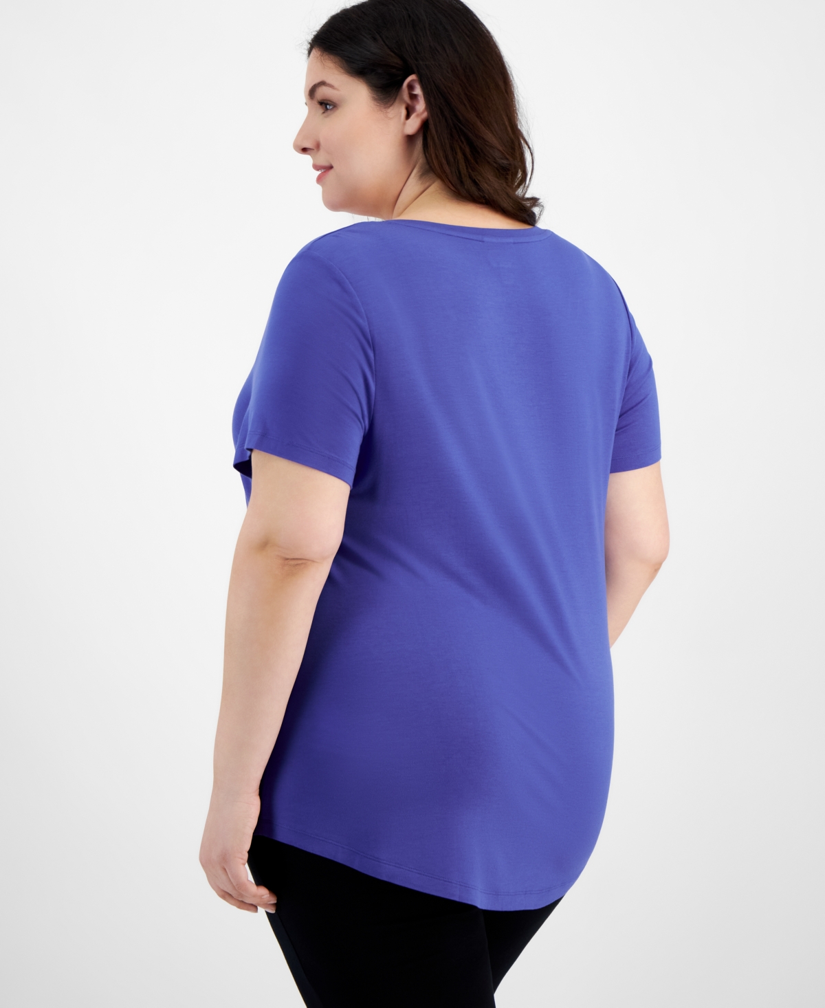 Jm Collection Plus Size V-Neck Short-Sleeve Top, Created for Macy's