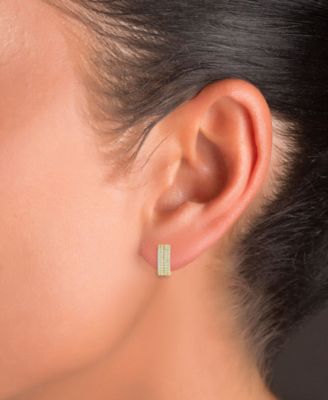 Cubic Zirconia Pav&eacute; Four Row Extra Small Huggie Hoop Earrings, 0.49"