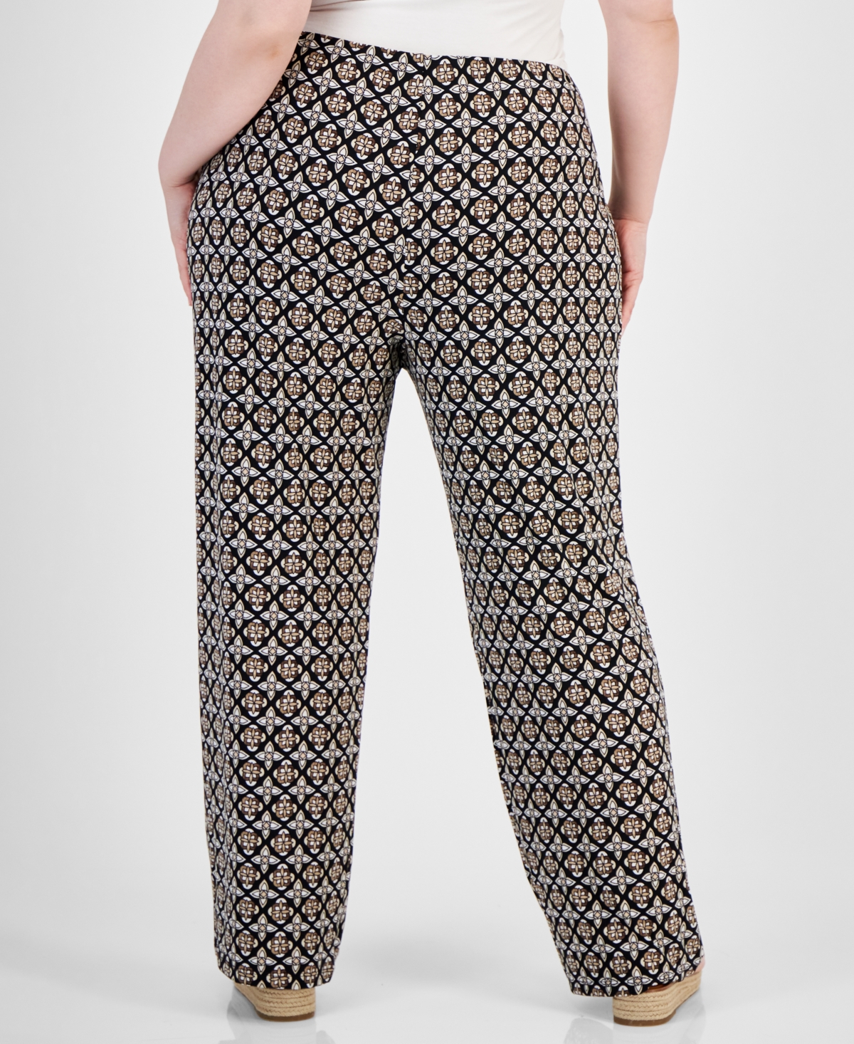 Jm Collection Plus Size Francesca Foulard Knit Pants, Created for Macy's