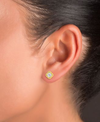 Cubic Zirconia Solitaire Love Knot Frame Stud Earrings 