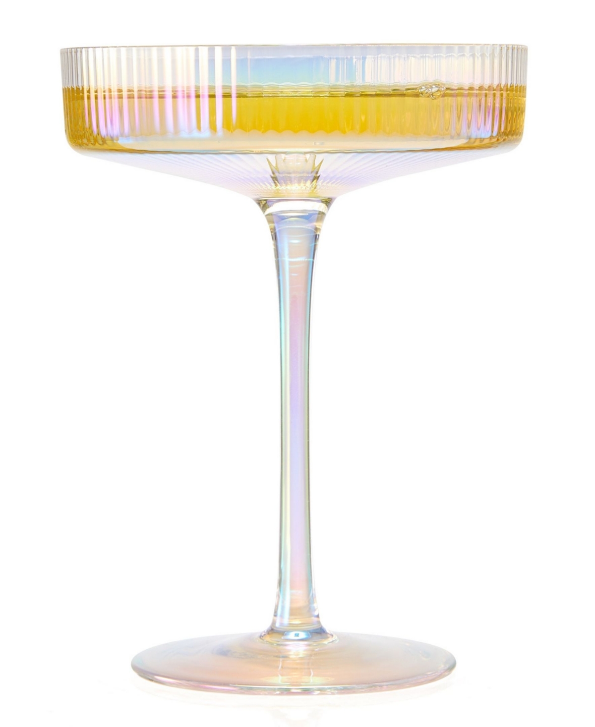 The Wine Savant Ripple Ribbed Martini & Champagne Coupe Iridescent Colored Glasses, Set Of 4 In Multicolored