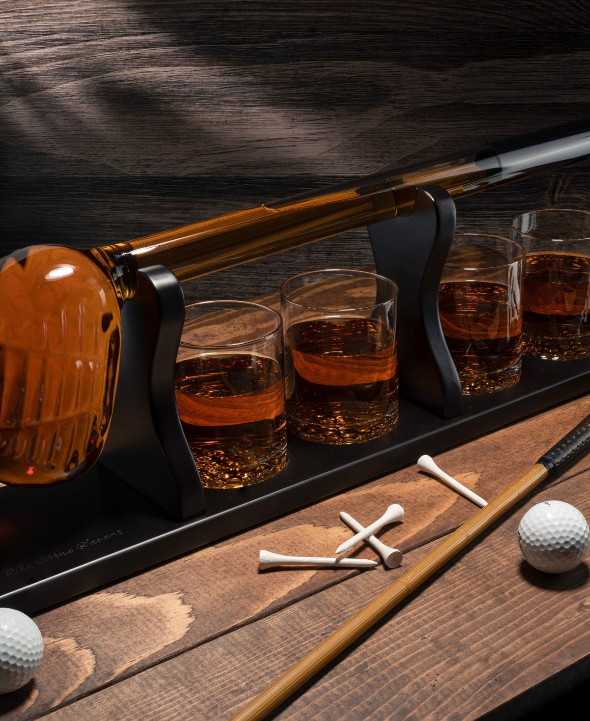 The Wine Savant Golf Club Whiskey Decanter And Liquor Glasses, Set Of 5 In Clear