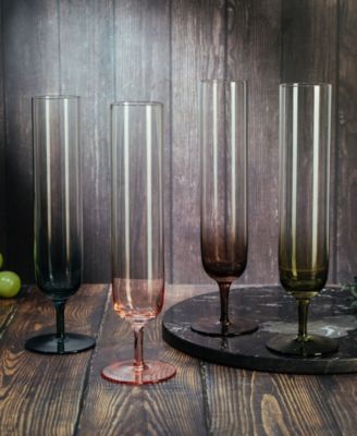 Multicolored Beautiful Champagne Flutes, Set of 4