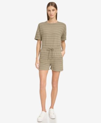 Women's Striped Knit Drawstring Shorts 