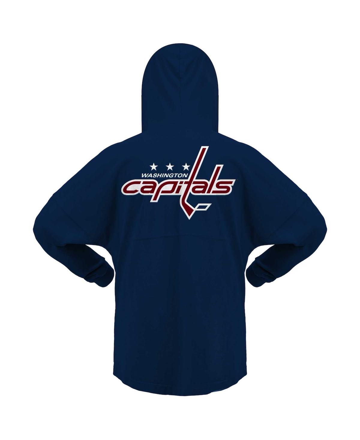 Fanatics Branded Navy Washington Capitals Jersey Lace-up V-neck Long Sleeve Hoodie T-shirt In Navy