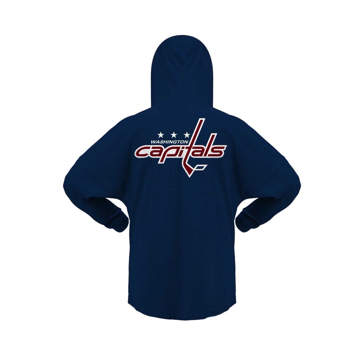 Women's Navy Washington Capitals Jersey Lace-Up V-Neck Long Sleeve Hoodie T-shirt