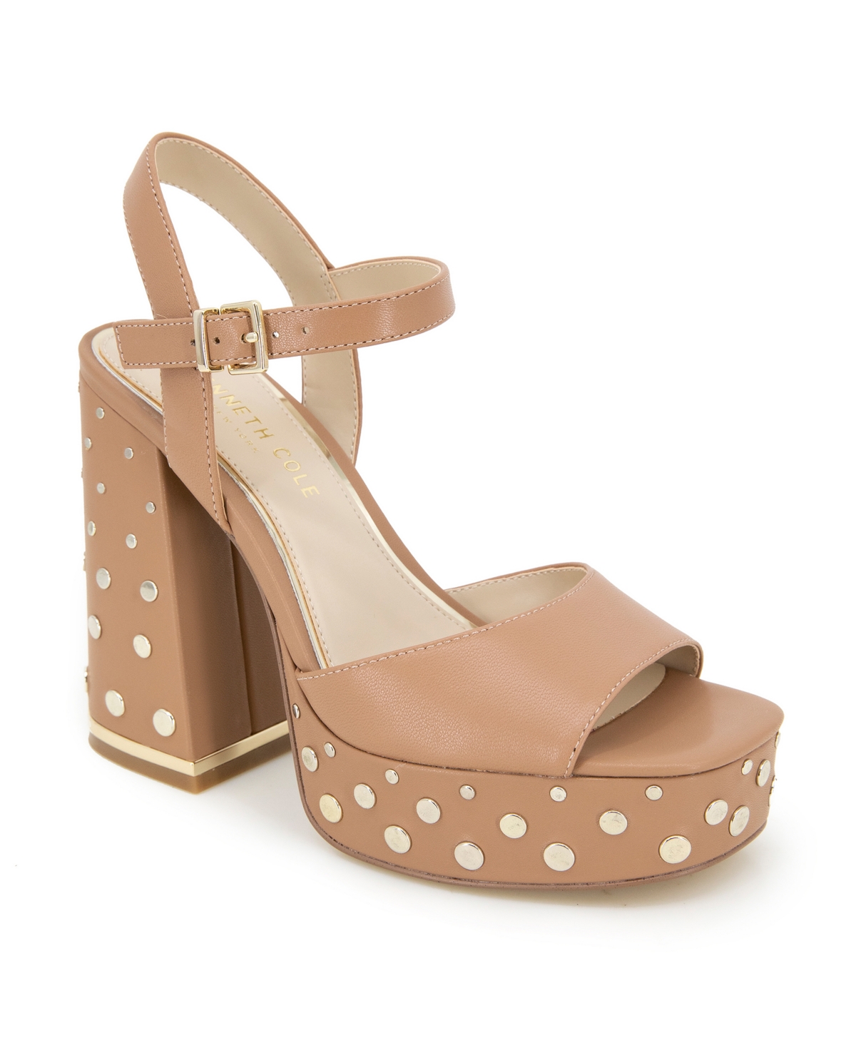 Shop Kenneth Cole New York Women's Dolly Studs Platform Sandals In Classic Tan