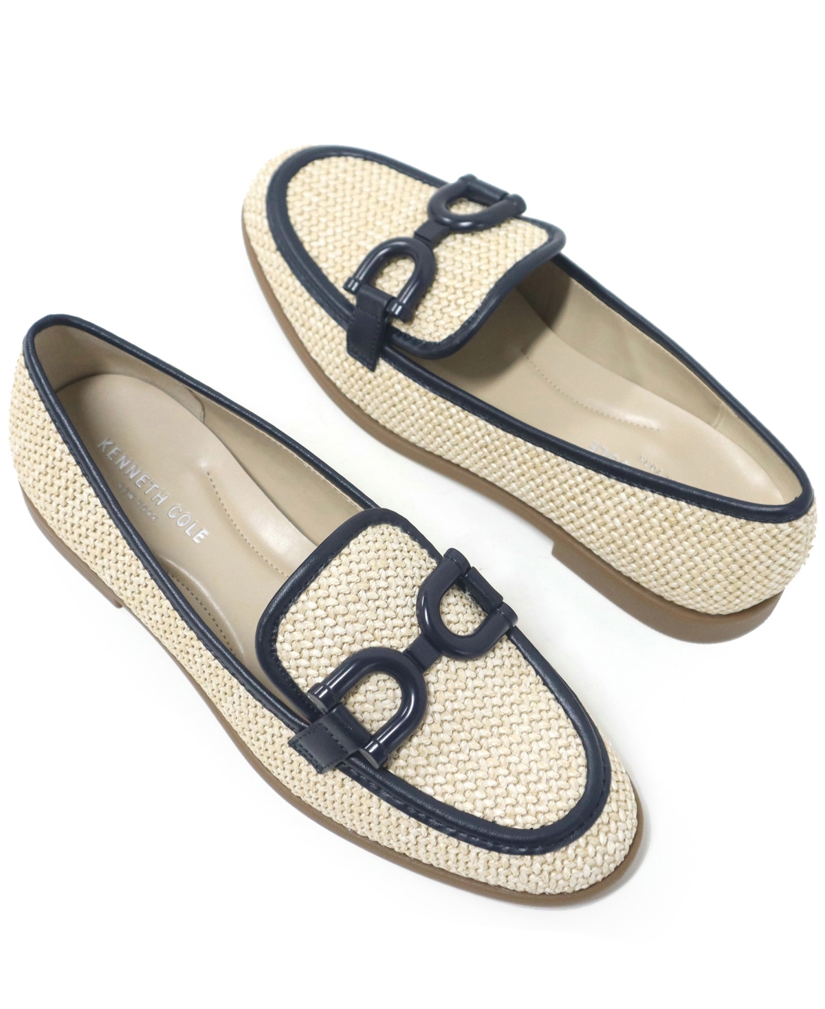 Shop Kenneth Cole New York Women's Linda Bit Raffia Loafers In Natural,navy