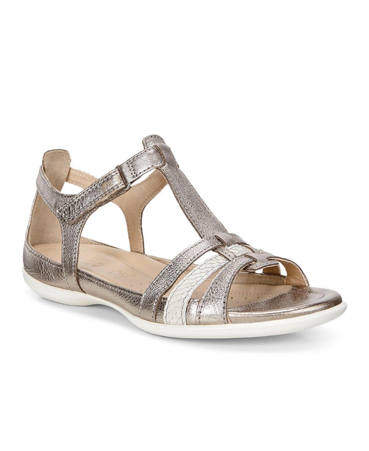 Ecco Women's Flash T Strap Sandal In Warm Gray Metallic,moon Rock