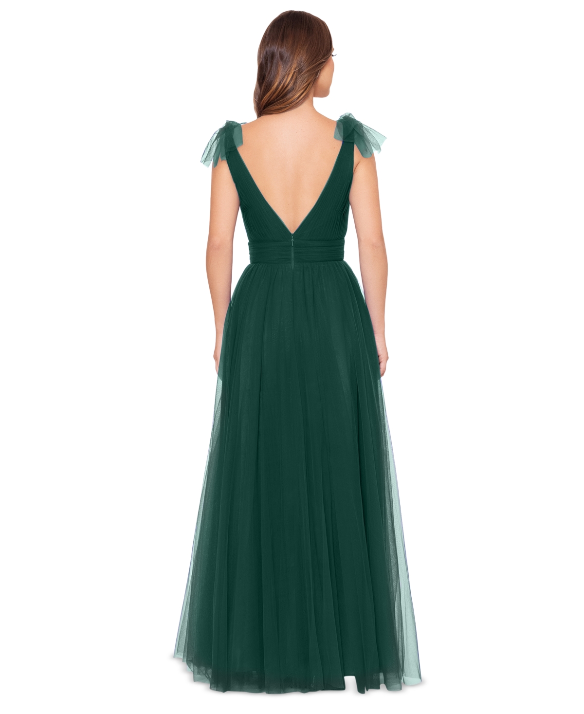 Betsy & Adam Women's V-Neck Sleeveless Chiffon Gown