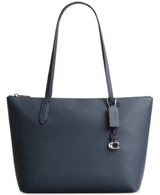 Coach blue leather tote on sale