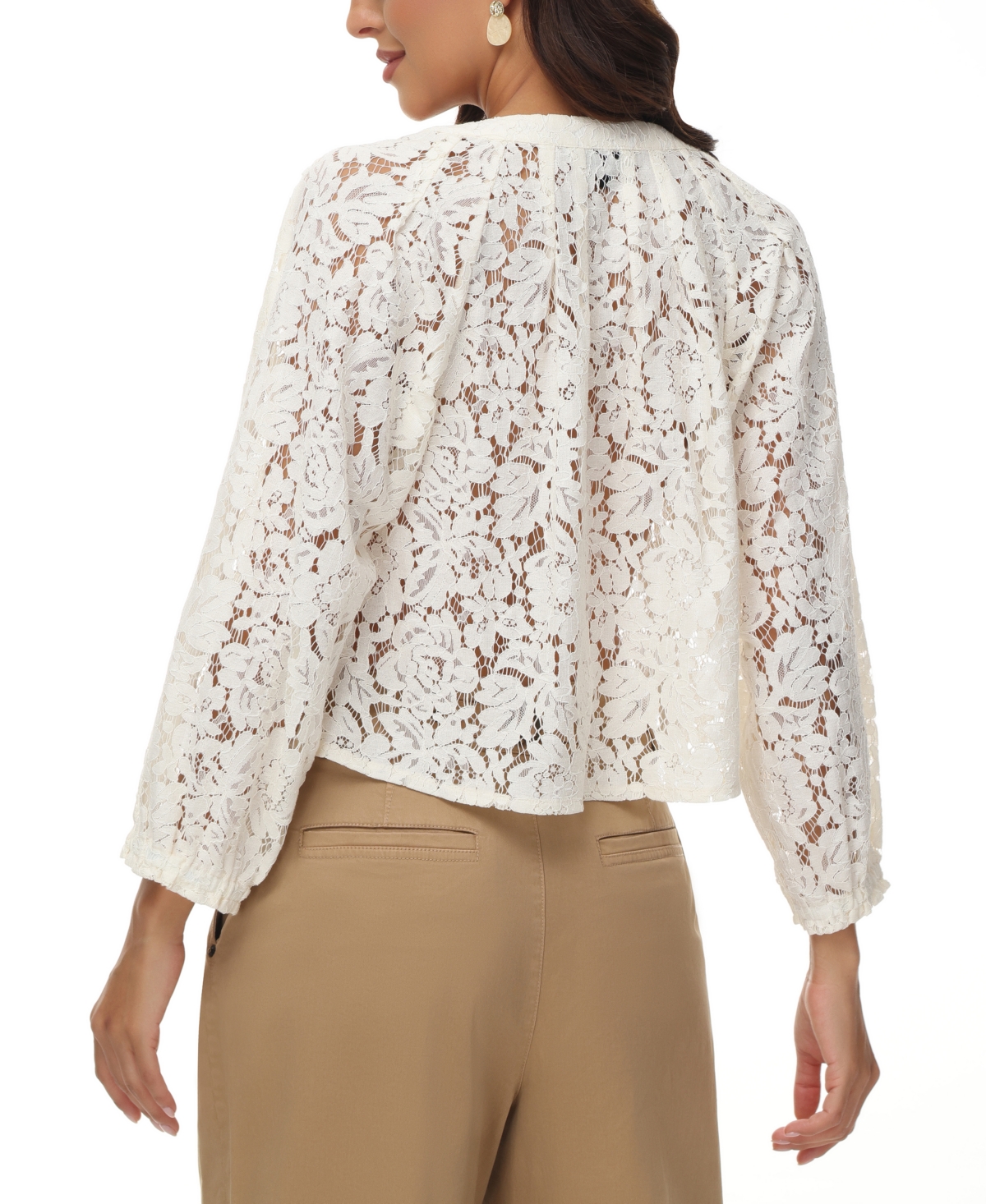 Shop Frye Women's Cropped Lace Peasant Top In Antique Wh