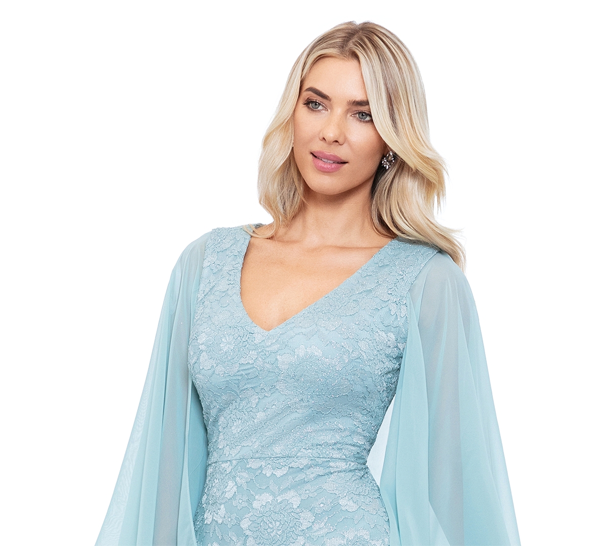 Shop Betsy & Adam Women's Lace Cape-sleeve Gown In Sage