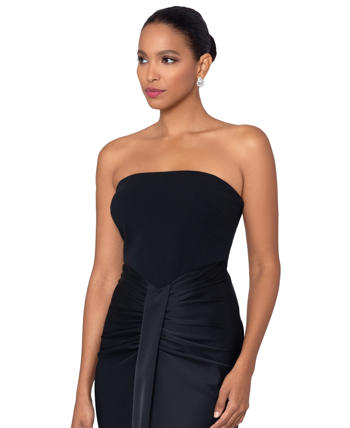 Shop Betsy & Adam Women's Ruched Strapless Gown In Black