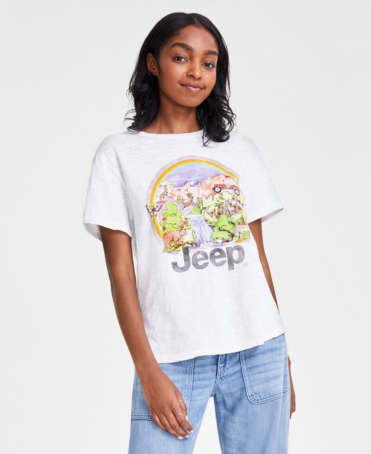 Lucky Brand Women's Jeep Rainbow Cotton Boyfriend T-shirt In Bridal Blush