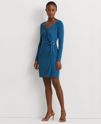 Ralph lauren blue wrap dress hotsell