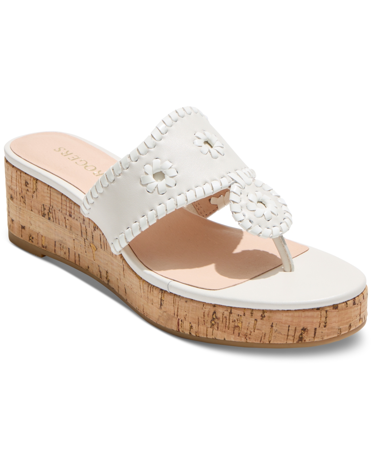 Shop Jack Rogers Women's Jacks Mid Wedge Sandals In White Leather