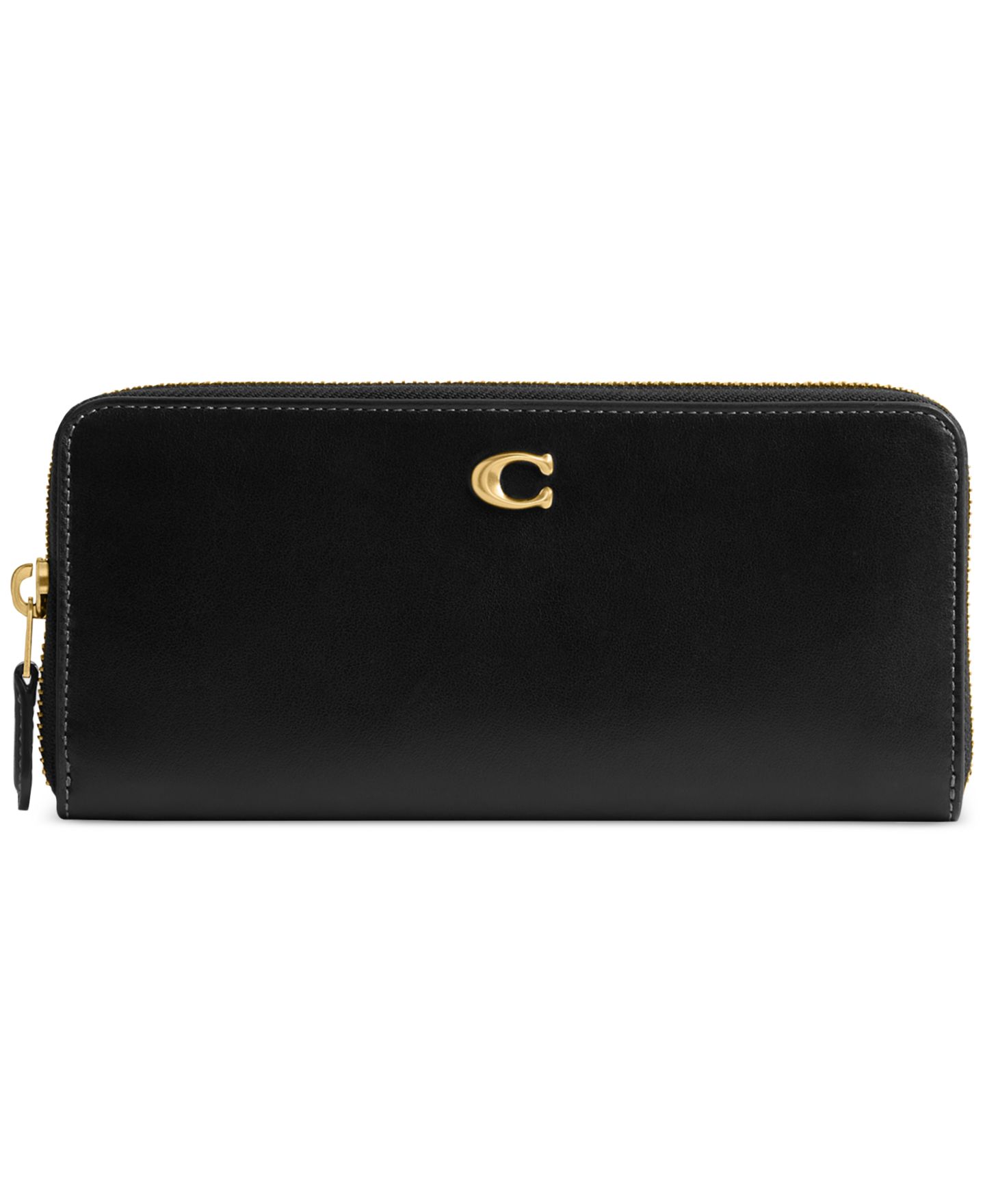 Женский кошелёк COACH Essential Leather Slim Accordion Zip Wallet, цвет: Латунный / Чёрный — фото 1
