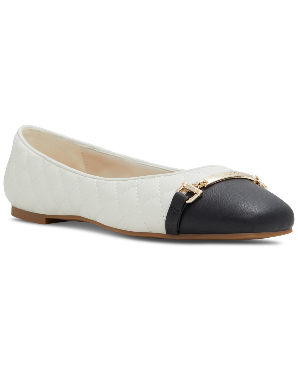 Women's Leanne Quilted Hardware Slip-On Ballerina Flats - White/Black Quilted