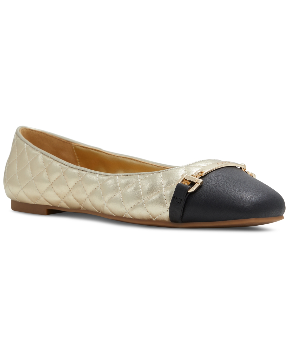 Shop Aldo Women's Leanne Quilted Hardware Slip-on Ballerina Flats In Gold Quilted