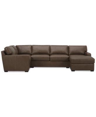Radley 136" 4-Pc. Leather Square Corner Modular Chaise Sectional, Created for Macy's