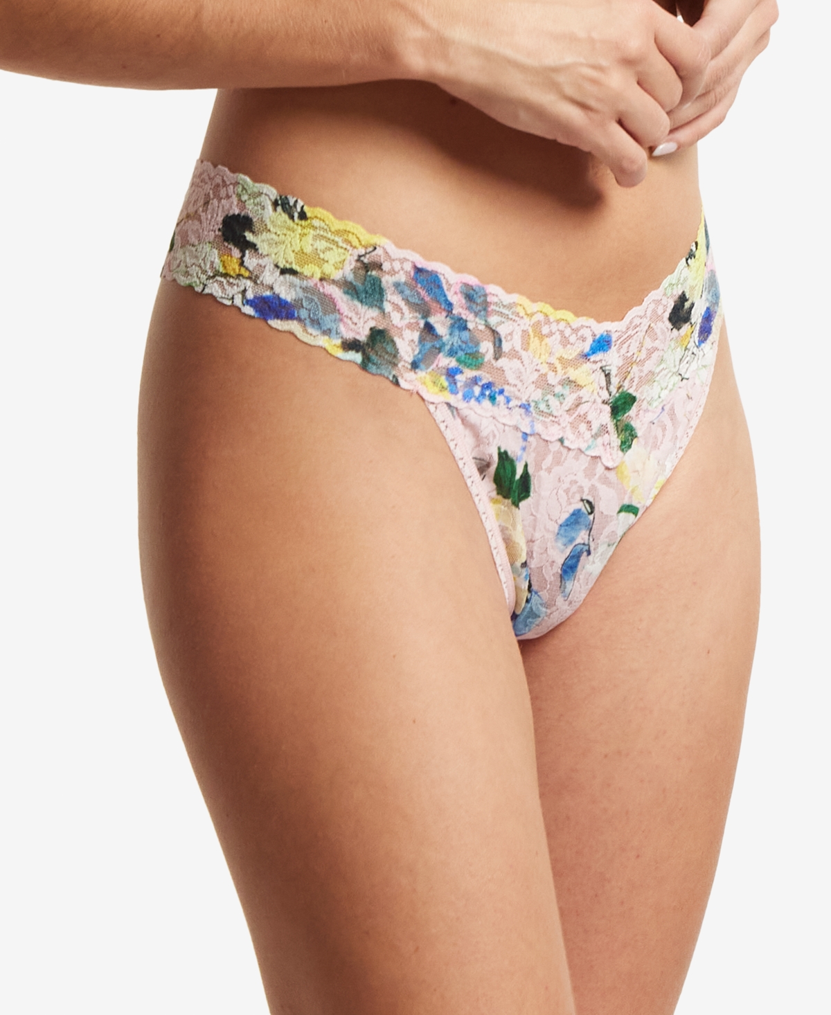 Shop Hanky Panky Printed Signature Lace Original Rise Thong, Pr4811 In Cannes You Believe It