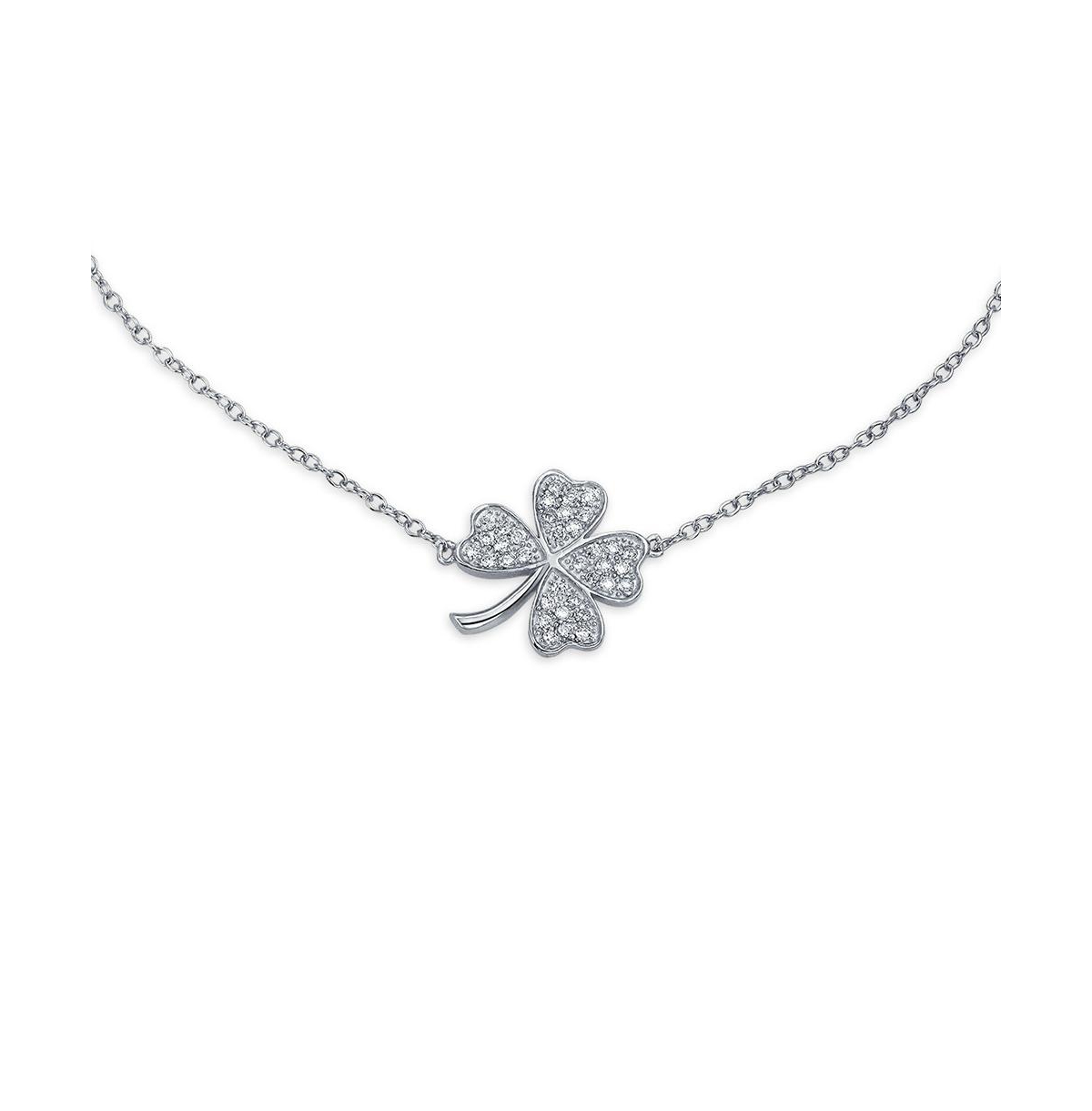 Bling Jewelry Cubic Zirconia Cz Four Leaf Clover Shamrock Flower Anklet Lucky Charm Anklet Link Ankle Bracelet Sterling Silver Adjustable 9 To