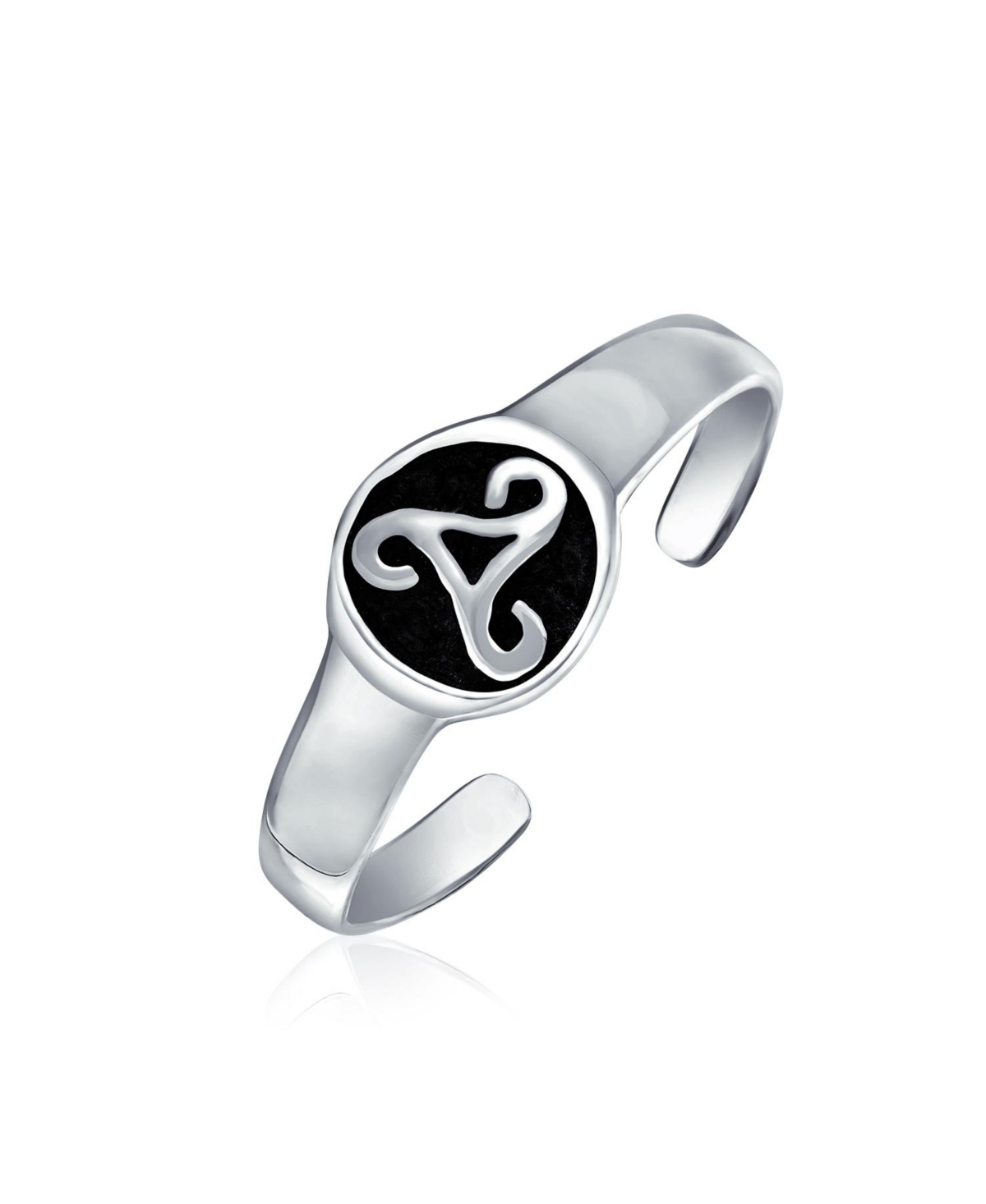 Celtic Trinity Knot Work Circle Triquetra Pinky Midi Toe Ring Oxidized .925 Silver Sterling Adjustable - Silver