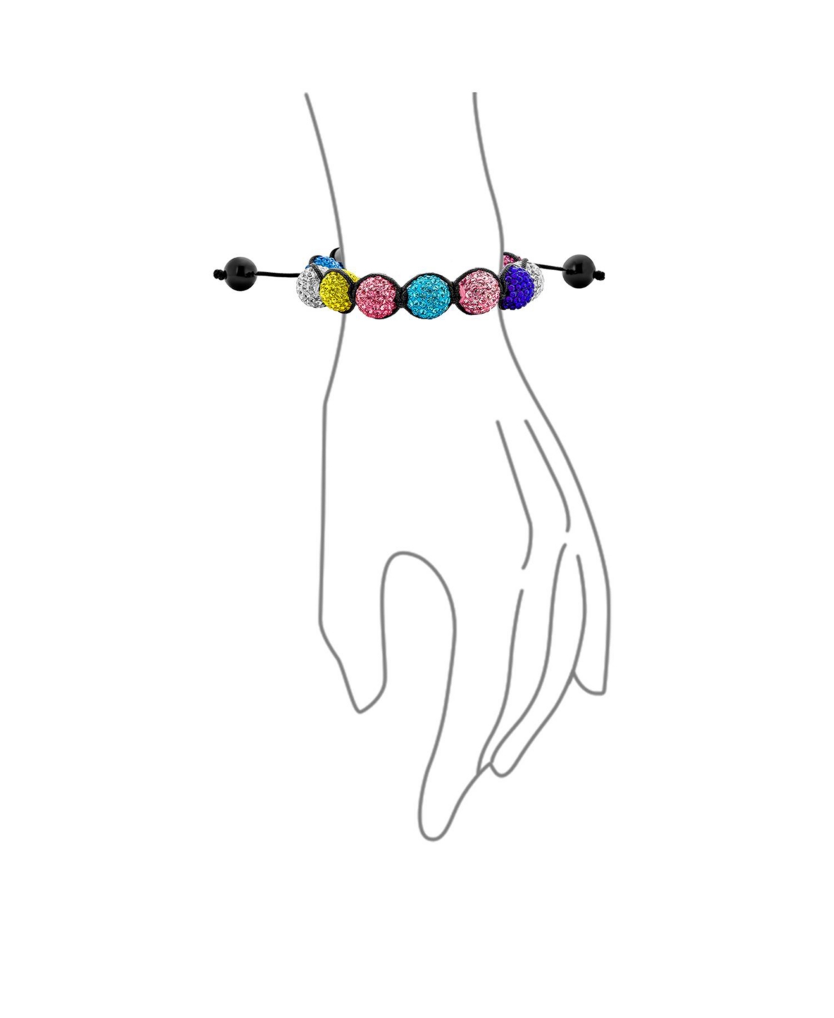Bling Jewelry Pride Jewelry Multi Color Rainbow Crystal Balls Lgbtq 12mm Beads Bolo Bracelet Men WomenAdjustable Macrame Strand - Multi-color