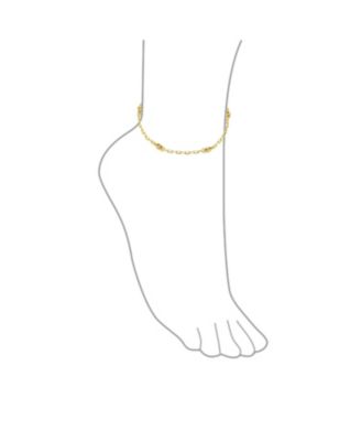 Boho Foot Lace Chain Anchor link Flat Marina Chain Anklet Ankle Bracelet  18K Gold Plated Brass 9 Inch