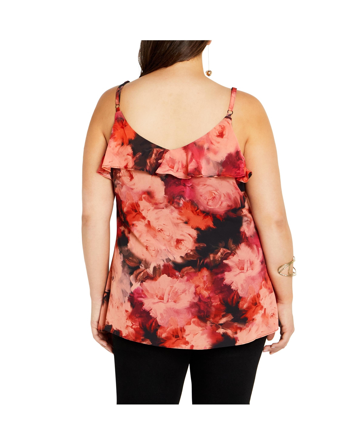 Plus Size Mischa Print Floral V Neck Ruffle Top