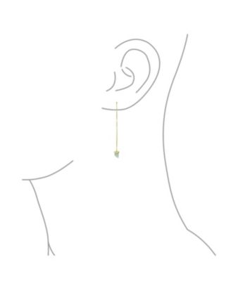 Protection Amulet Italian Horn Dangle Earrings in Natural Green Jade and Gold Plated Silver