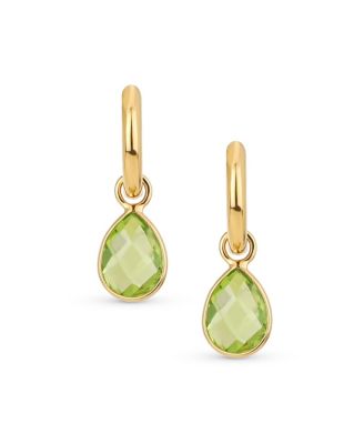 Classic Party Small 2 CTW Olive Green Natural Peridot Halo Pear Shaped Teardrop Huggie Earrings Latch Hinge Back Hinge Gold Plated Sterling Silver