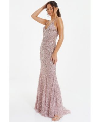 Women's Sequin V-Neck Strappy Evening Dress