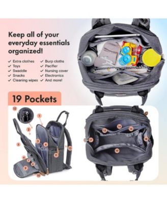 Diaper Bag Backpack with Portable Changing Pad, Pacifier Case and Stroller Straps