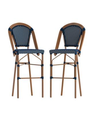 Sacha Set Of Two Stacking Bistro Bar Stools With Pe Seats And Backs And Metal Frames For Indoor/Outdoor Use