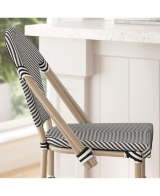 Mael Set Of Two Stacking Bistro Style Bar Stools With Textilene Backs And Seats And Metal Frames For Indoor/Outdoor Use