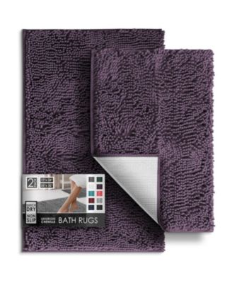 Hearth and Harbor Chenille Bath Rug 2-Piece Set - Small and Medium (17"x24" and 20"x32"), Quick-Dry, Machine-Washable, Non-Slip